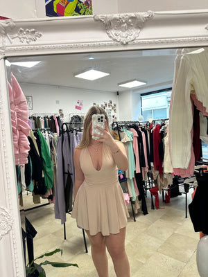 All Colours Slinky Halter Neck Frill Tie Mini Dress